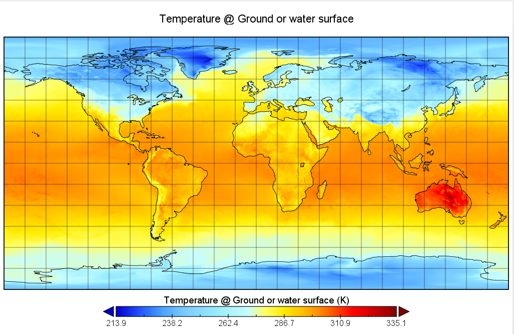 A global model output for surface temperature
