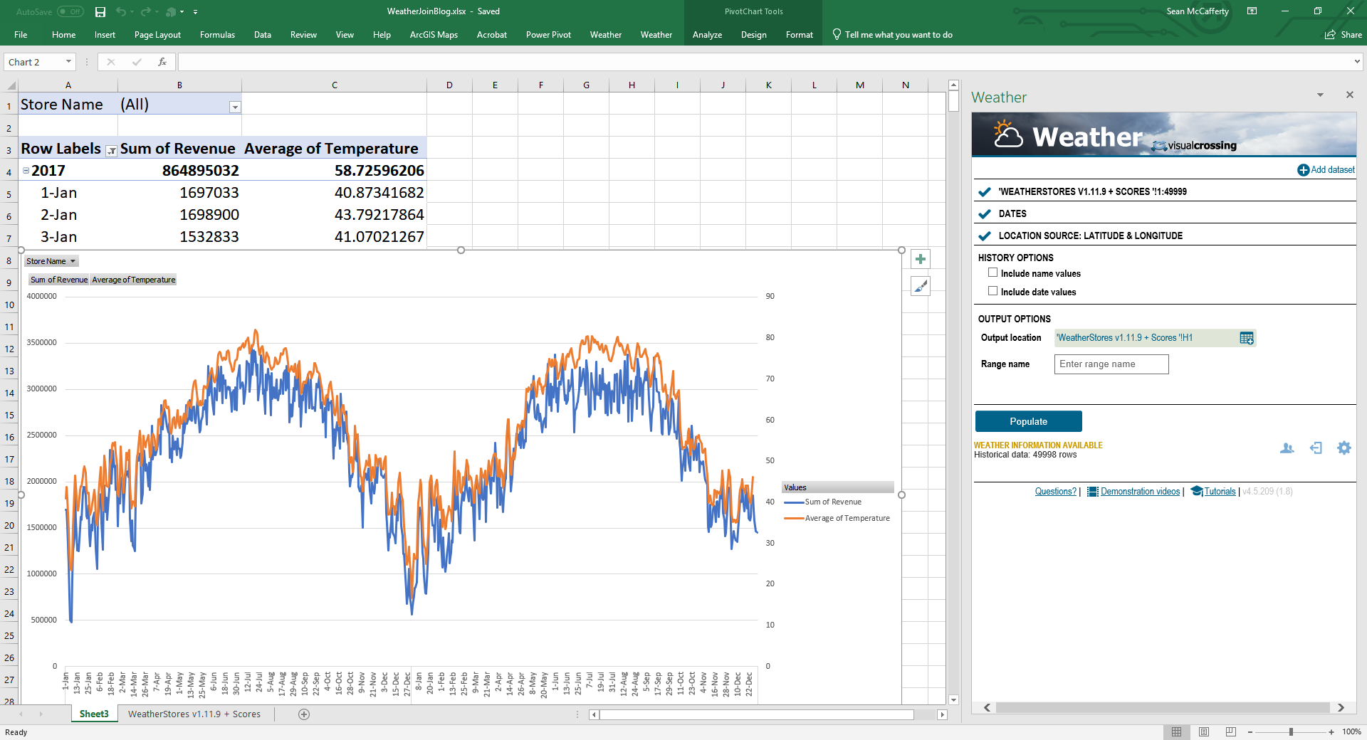 Weather Data in Microsoft Excel